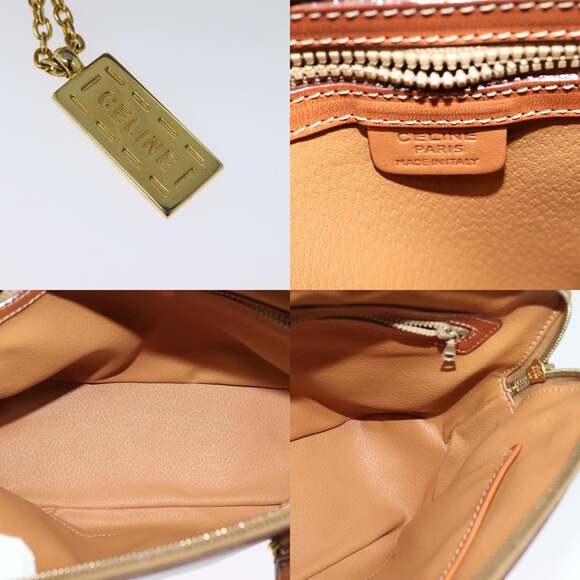 CELINE Macadam Canvas Hand Bag Pvc Beige Gold - Picture 11 of 12